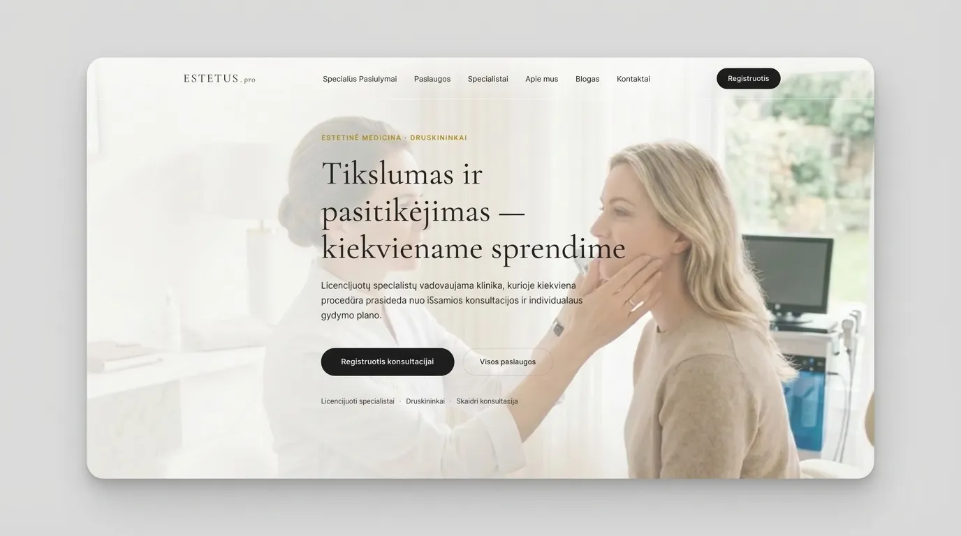 estetuspro.lt — estetikos klinikos svetainė