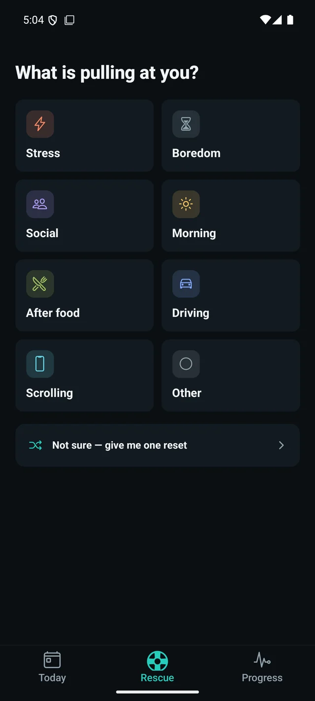 VapeReset behaviour pattern analysis screen