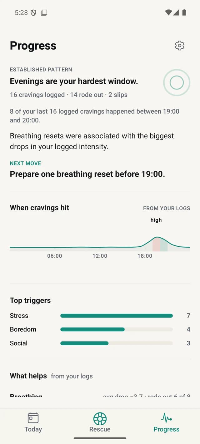 VapeReset progress screen
